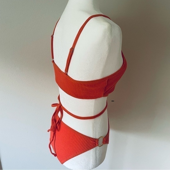Ring Linked Cut-out One Piece Swimsuit - Orange - Size M - Picture 8 of 10